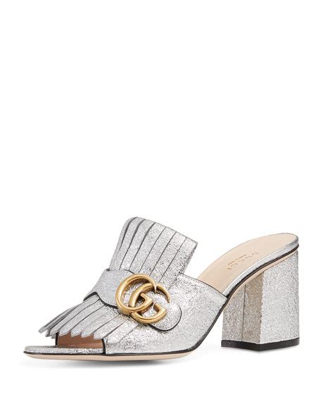 Gucci Marmont Metallic Leather 75mm Mule 